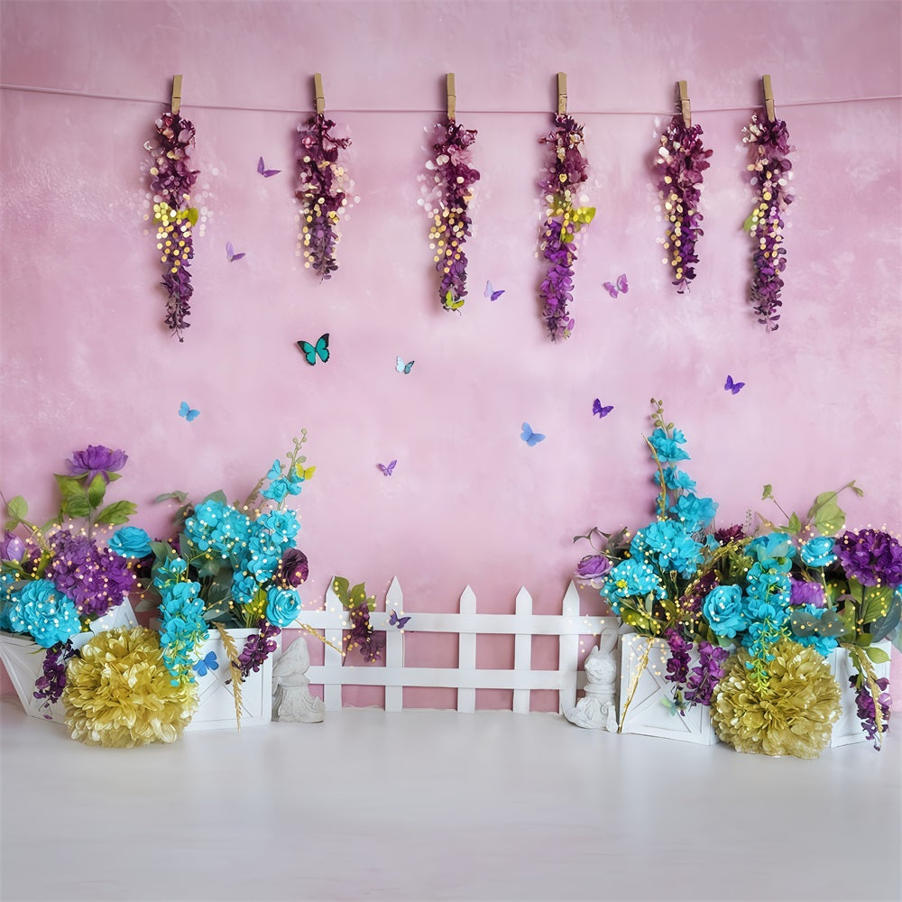 Cake Smash Backdrops Spring Garden Butterflies Birthday Backdrop MRR10-34