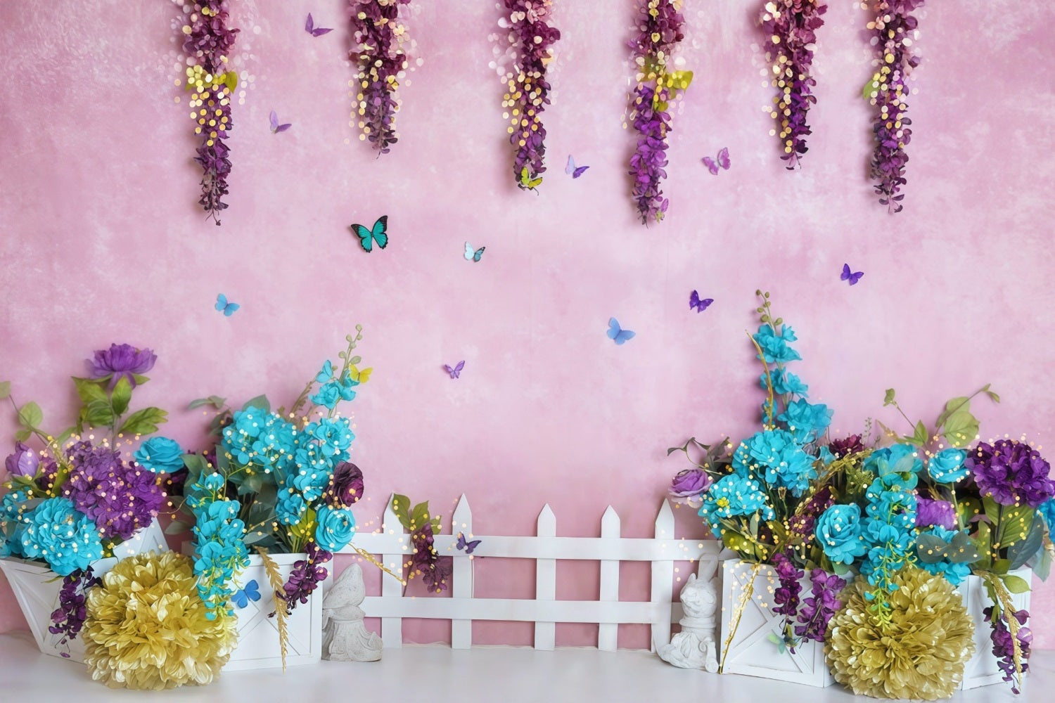 Cake Smash Backdrops Spring Garden Butterflies Birthday Backdrop MRR10-34