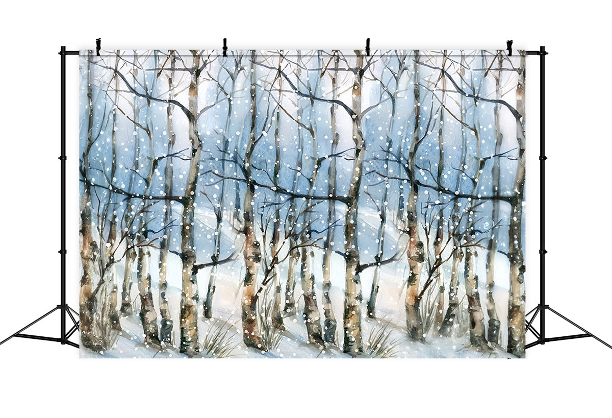 Winter Forest Backdrop Snowy Trees Wonderland Forest Backdrop MRR10-35