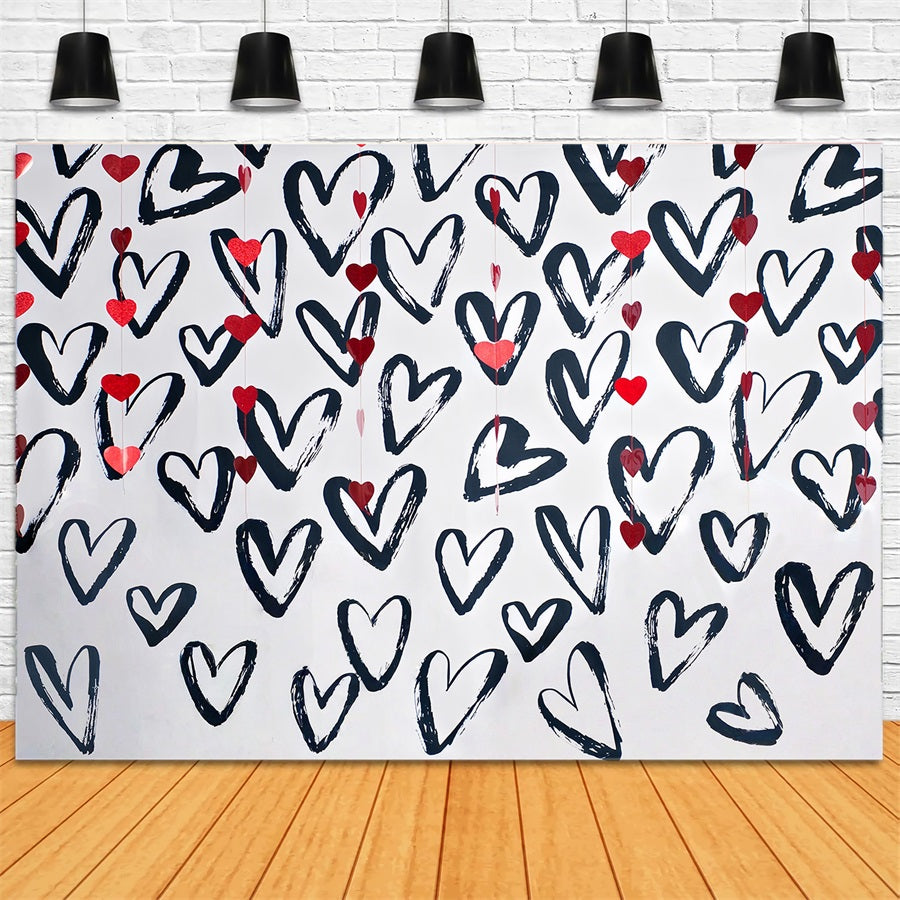 Valentine's Day Backdrop Love Hearts White Wall Valentines Backdrop MRR10-36