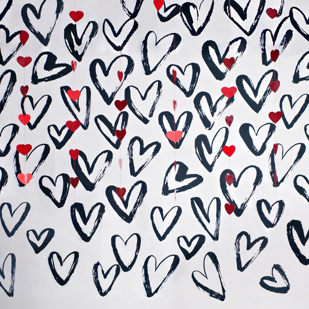 Valentine's Day Backdrop Love Hearts White Wall Valentines Backdrop MRR10-36
