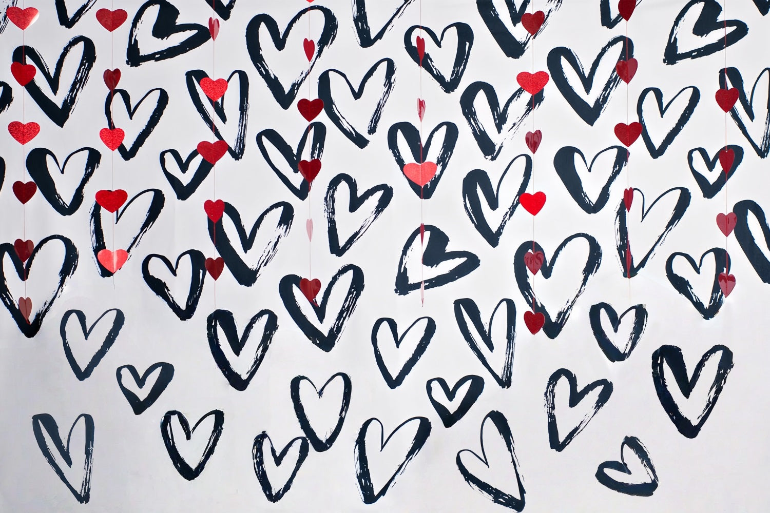 Valentine's Day Backdrop Love Hearts White Wall Valentines Backdrop MRR10-36