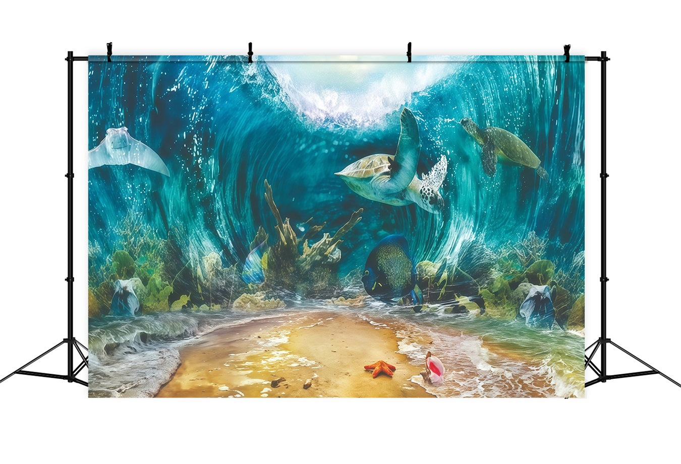 Cake Smash Backdrop Underwater Sea Life Turtles 1st Birthday Backdrop MRR10-37