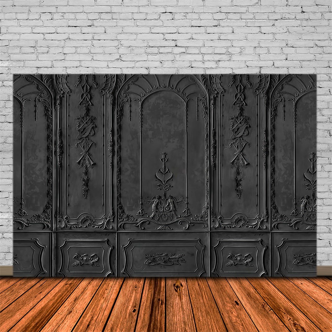 Vintage Backdrop Black Ornate Vintage Wall Retro Wall Backdrop MRR10-38
