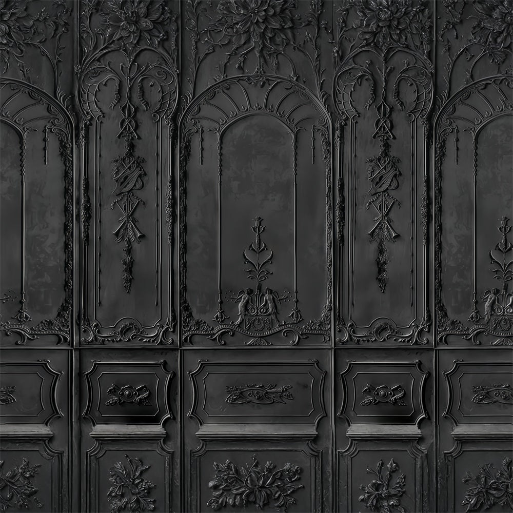 Vintage Backdrop Black Ornate Vintage Wall Retro Wall Backdrop MRR10-38