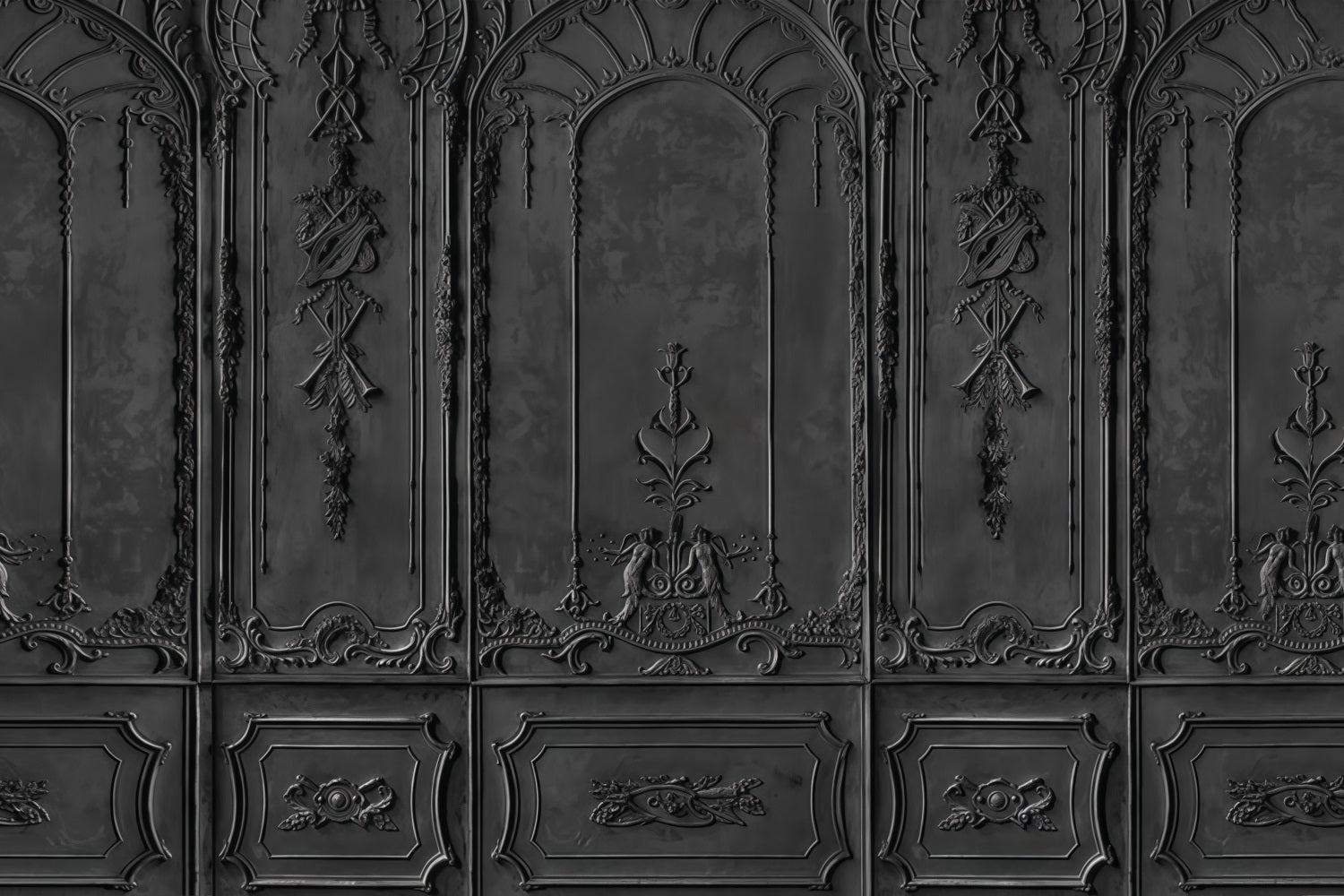 Vintage Backdrop Black Ornate Vintage Wall Retro Wall Backdrop MRR10-38