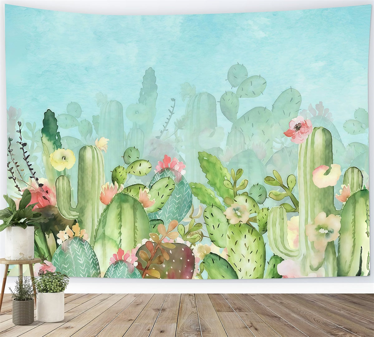 Kids Photo Backdrop Cactus Garden Flowers Newborn Backdrop MRR10-39
