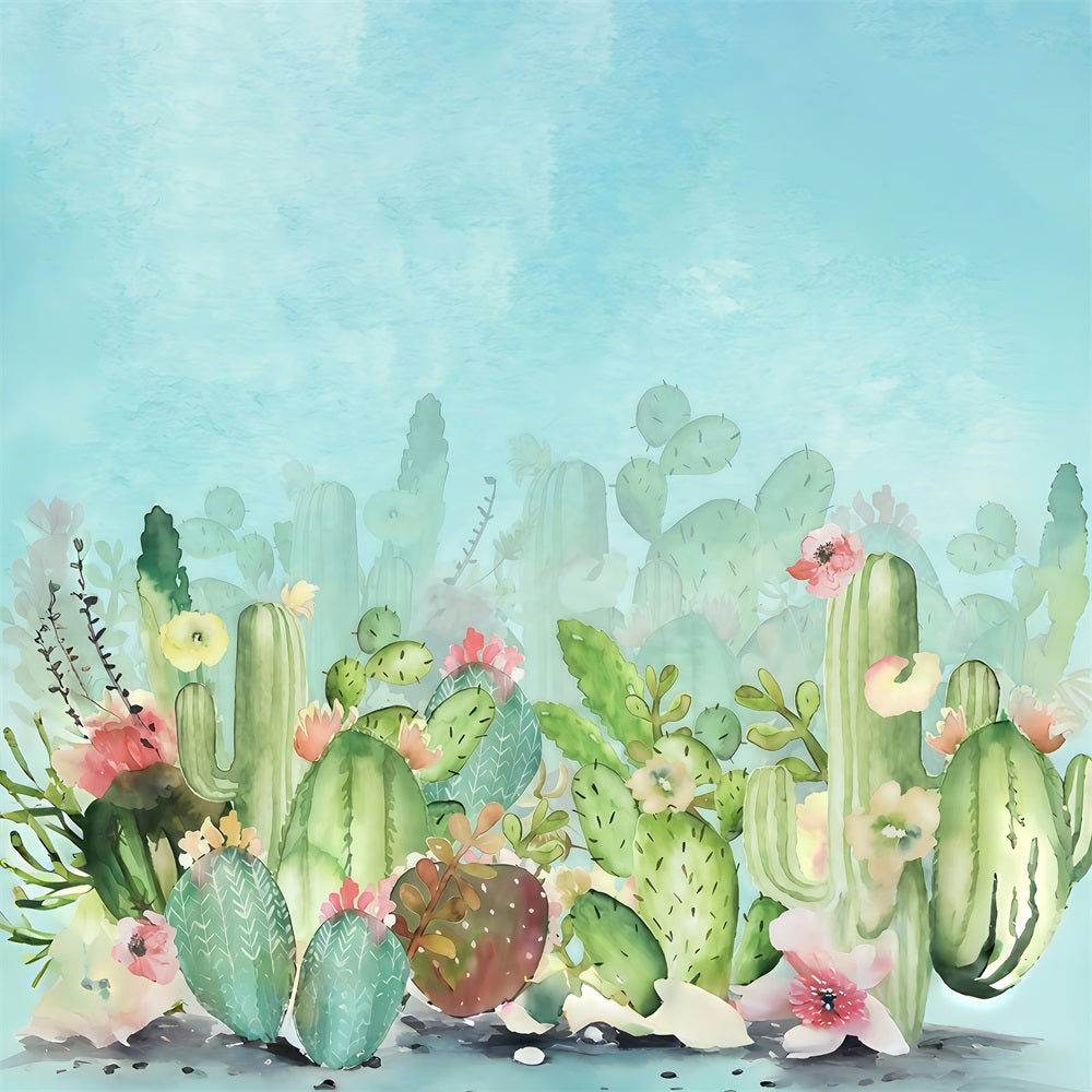 Kids Photo Backdrop Cactus Garden Flowers Newborn Backdrop MRR10-39