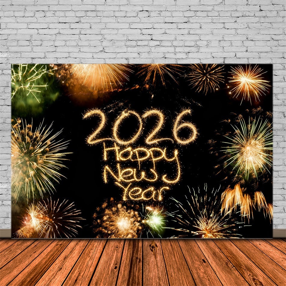2026 Happy New Year Backdrop Brilliant Fireworks Countdown Burst New Years Eve Backdrop MRR10-4