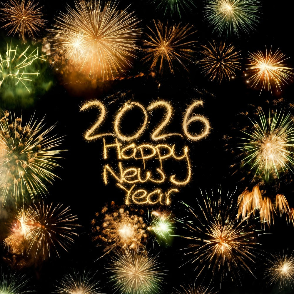 2026 Happy New Year Backdrop Brilliant Fireworks Countdown Burst New Years Eve Backdrop MRR10-4
