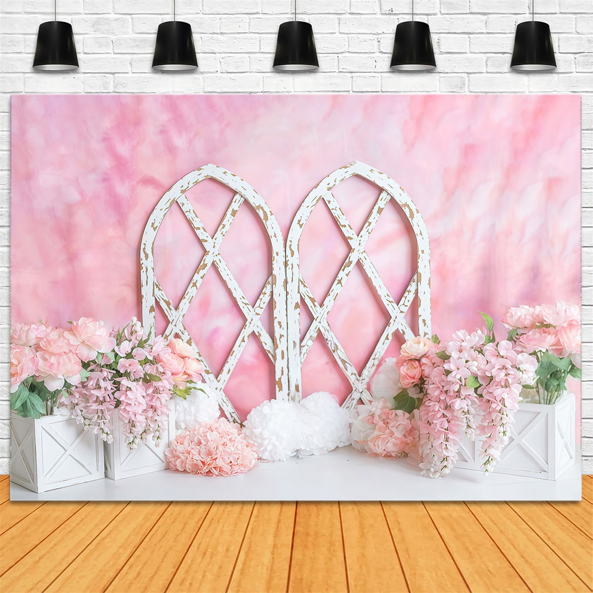 Newborn Backdrop Pink Floral Arch Flowers Children Backdrops MRR10-40