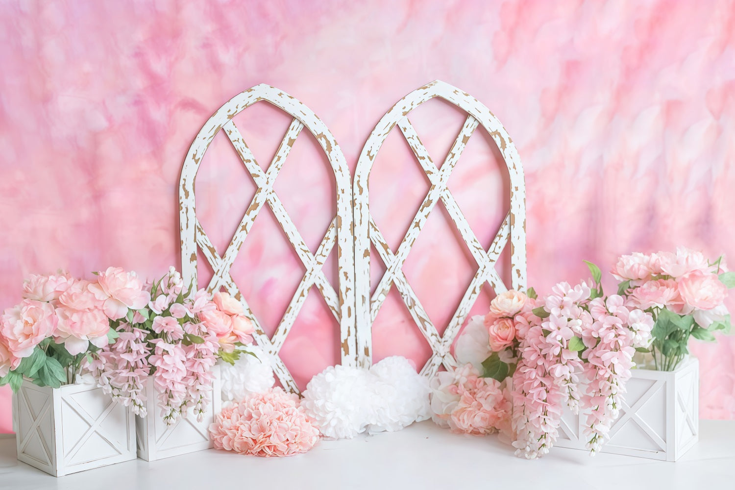 Newborn Backdrop Pink Floral Arch Flowers Children Backdrops MRR10-40