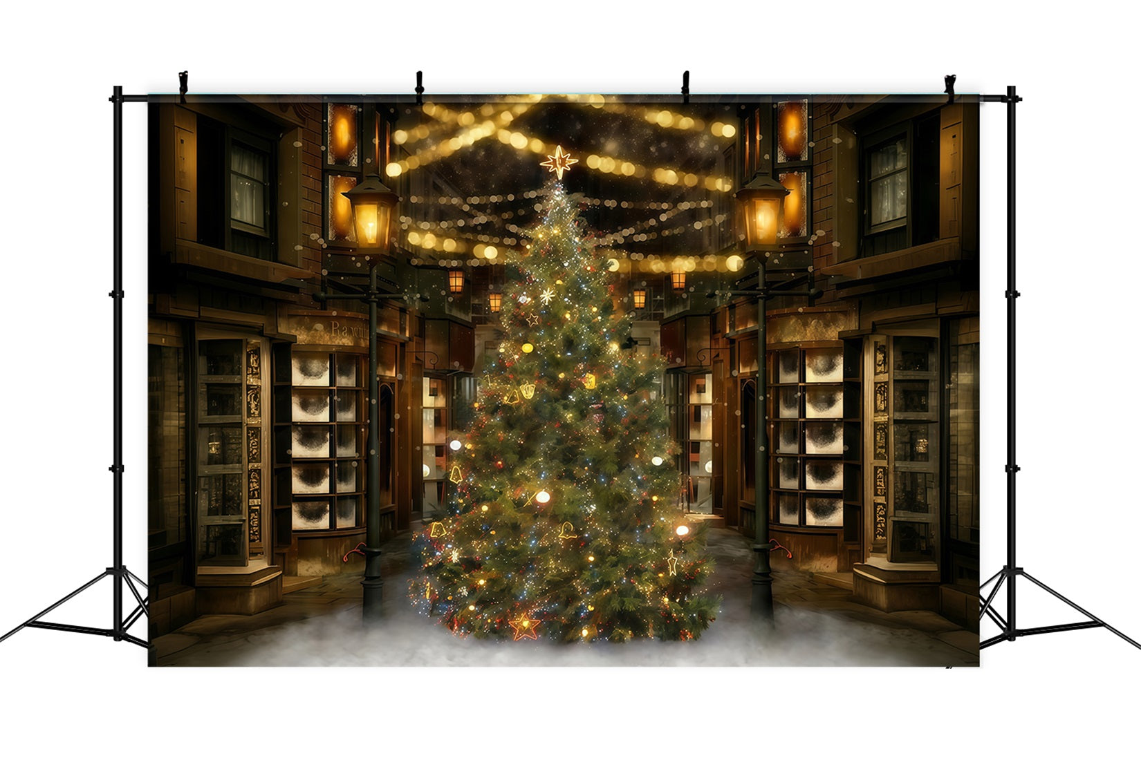 Christmas Tree Backdrop Festive Night Street Christmas Backdrop MRR10-42