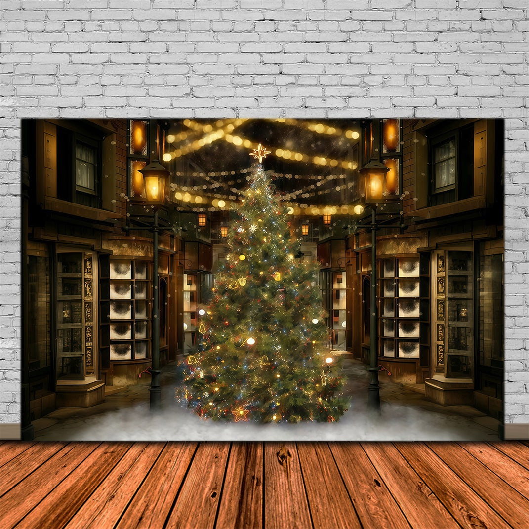 Christmas Tree Backdrop Festive Night Street Christmas Backdrop MRR10-42