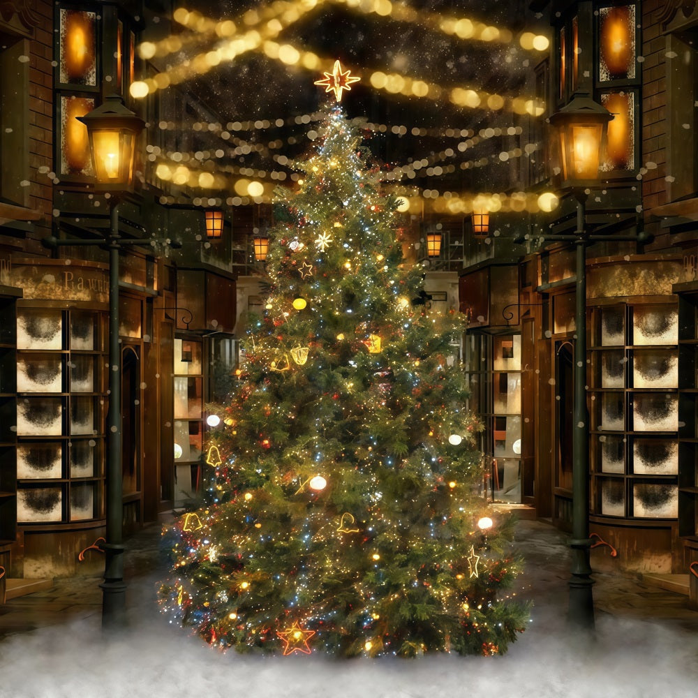 Christmas Tree Backdrop Festive Night Street Christmas Backdrop MRR10-42