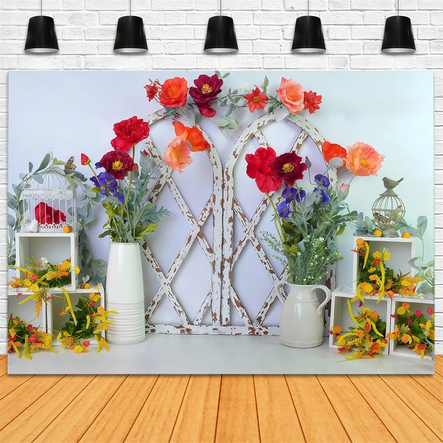 Children Backdrops Floral Arch White Frames Newborn Backdrop MRR10-44