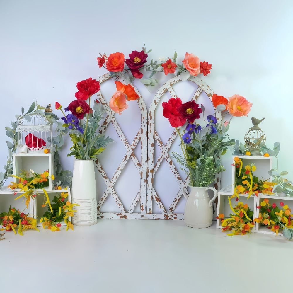 Children Backdrops Floral Arch White Frames Newborn Backdrop MRR10-44