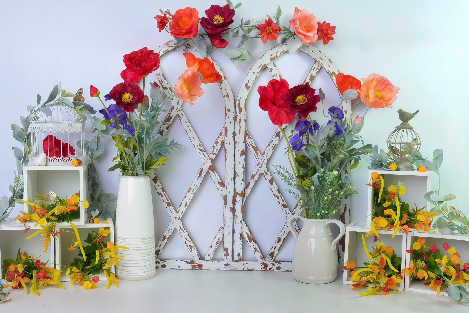 Children Backdrops Floral Arch White Frames Newborn Backdrop MRR10-44