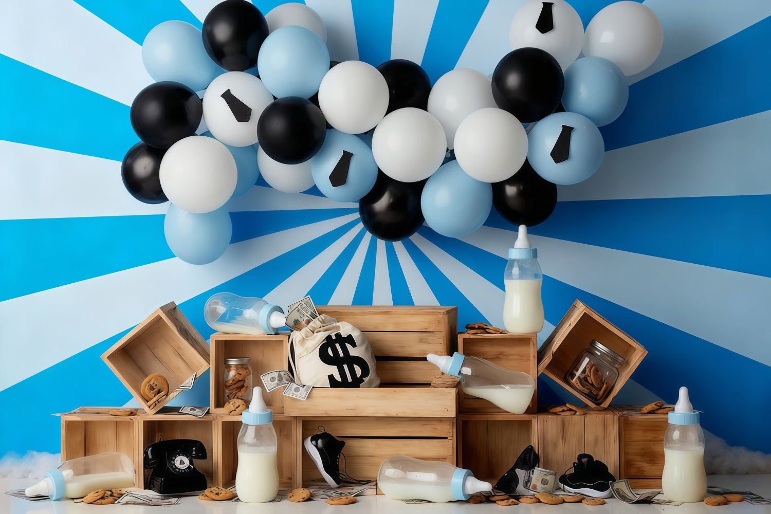 Cake Smash Backdrop Money Baby Theme Party Birthday Backdrop MRR10-47