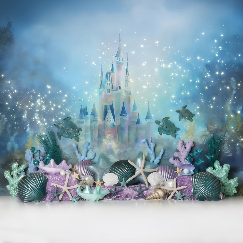 Castle Backdrop Underwater Castle Corals Children Backdrops MRR10-49