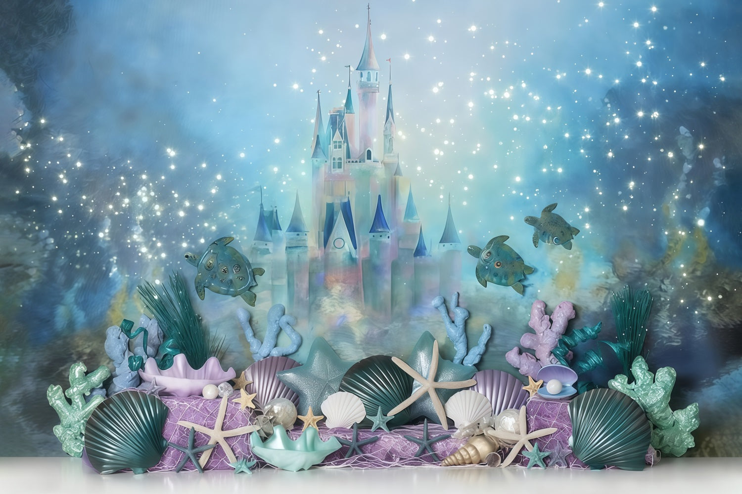 Castle Backdrop Underwater Castle Corals Children Backdrops MRR10-49