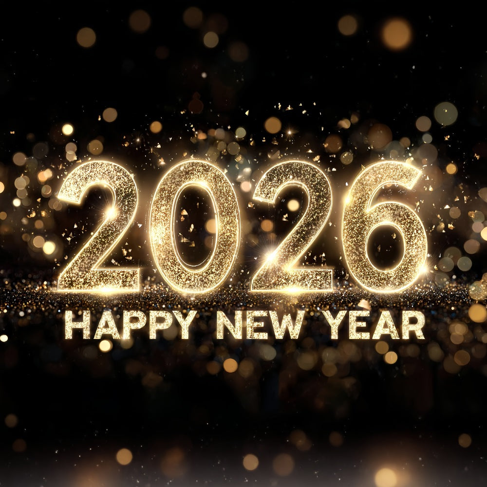 Happy New Years Backdrop Golden Glitter Celebration Numbers New Year Backdrop MRR10-5