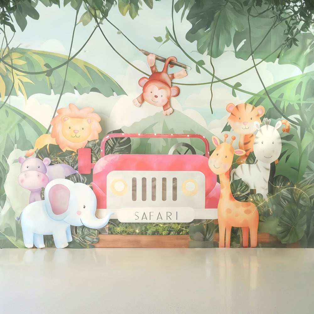Kids Photo Backdrop Safari Jungle Adventure Children Backdrops MRR10-50