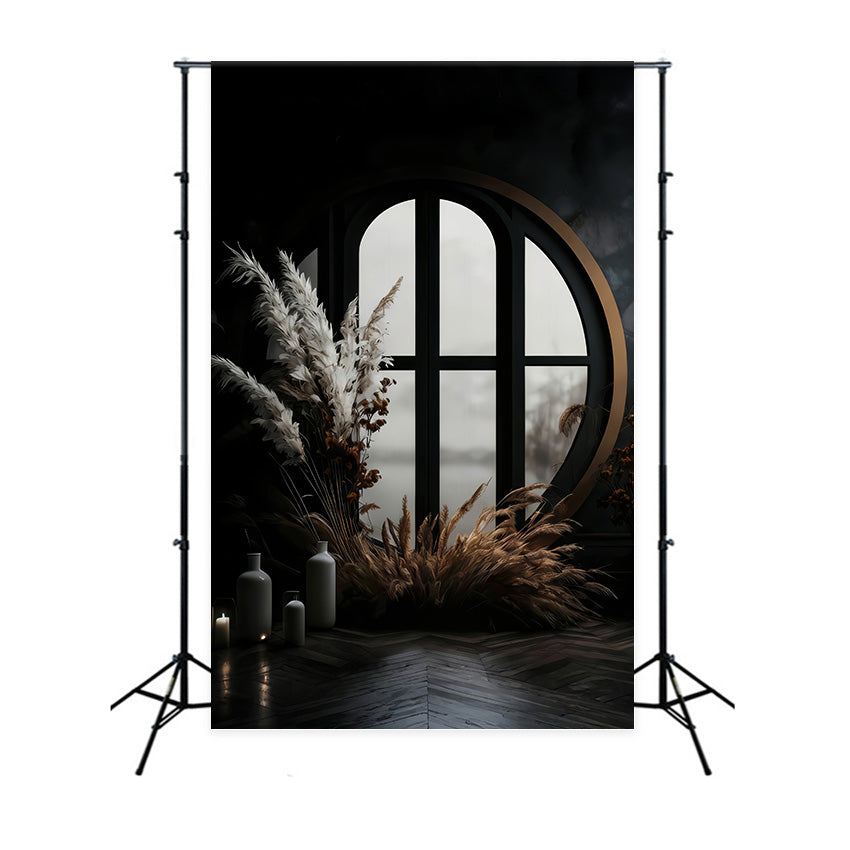 Boho Backdrop Dark Window Pampas Grass Bohemian Backdrop MRR10-53