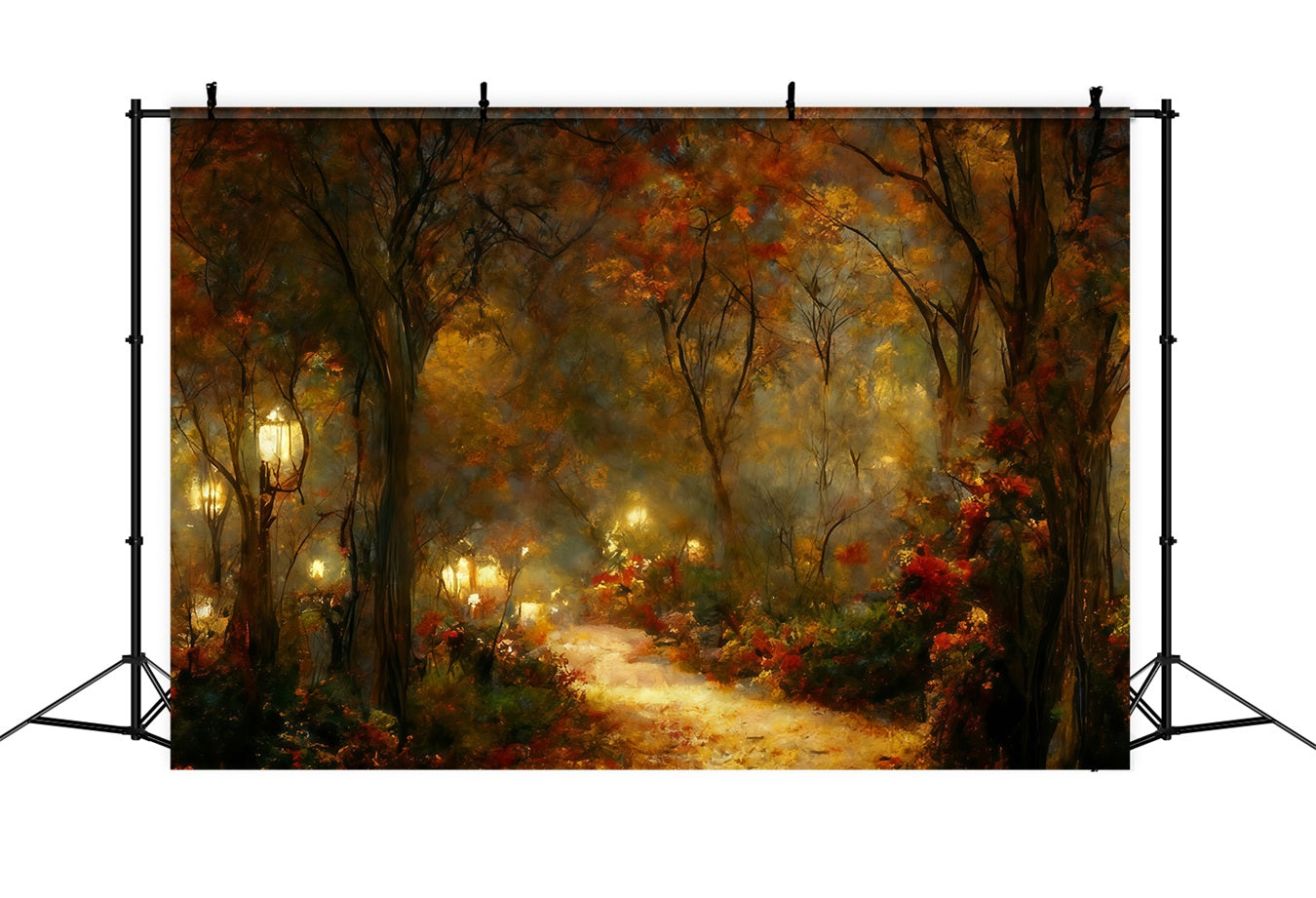 Fall Leaves Backdrop Autumn Pathway Lanterns Autumn Backdrop MRR10-54