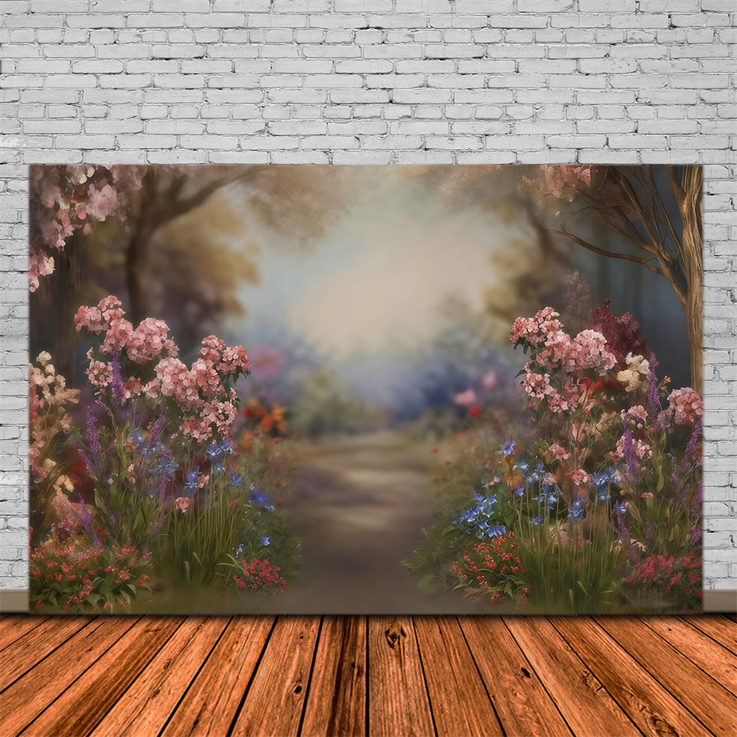 Fine Art Backdrops Flower Path Blooming Trees Artistic Backdrop MRR10-57