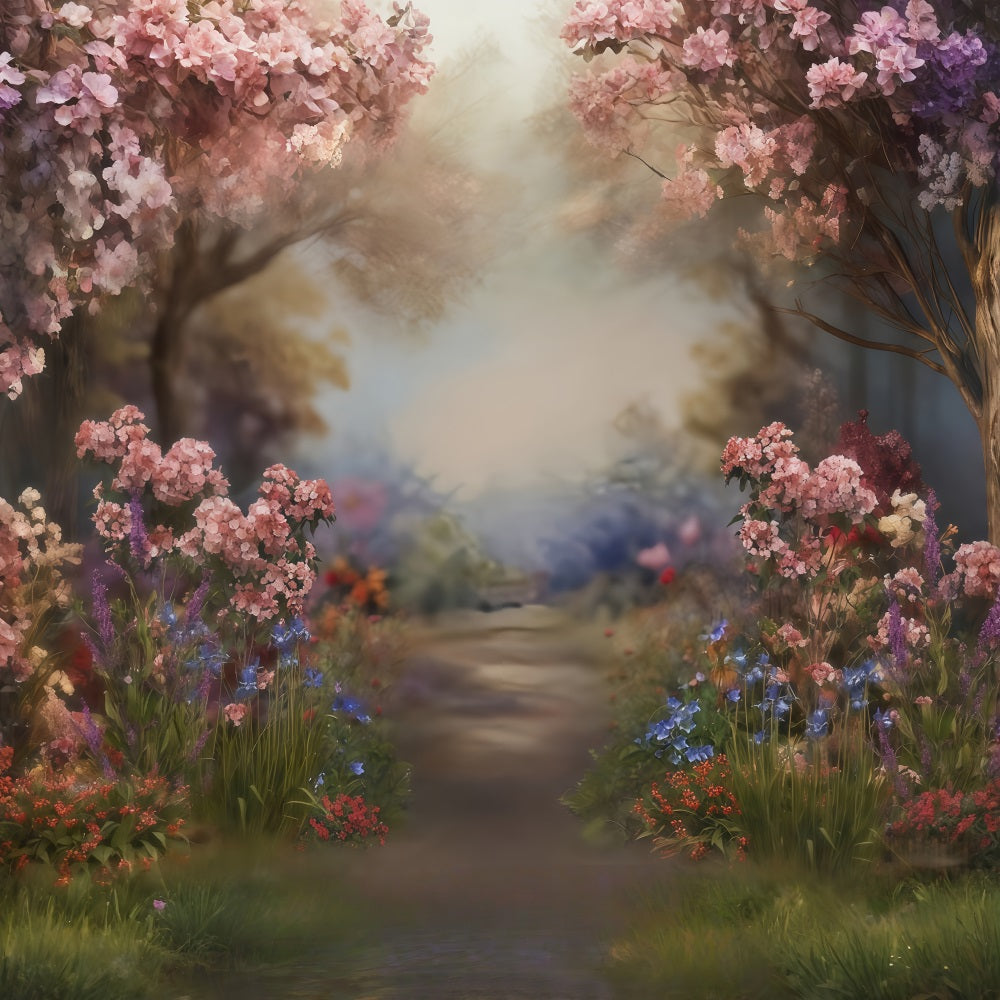 Fine Art Backdrops Flower Path Blooming Trees Artistic Backdrop MRR10-57