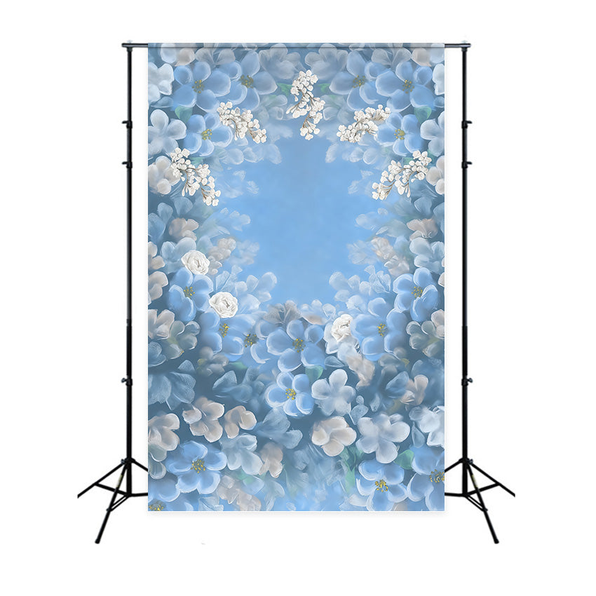 Artistic Backdrop Watercolor Blue Blooming Floral Fine Art Backdrops MRR10-59