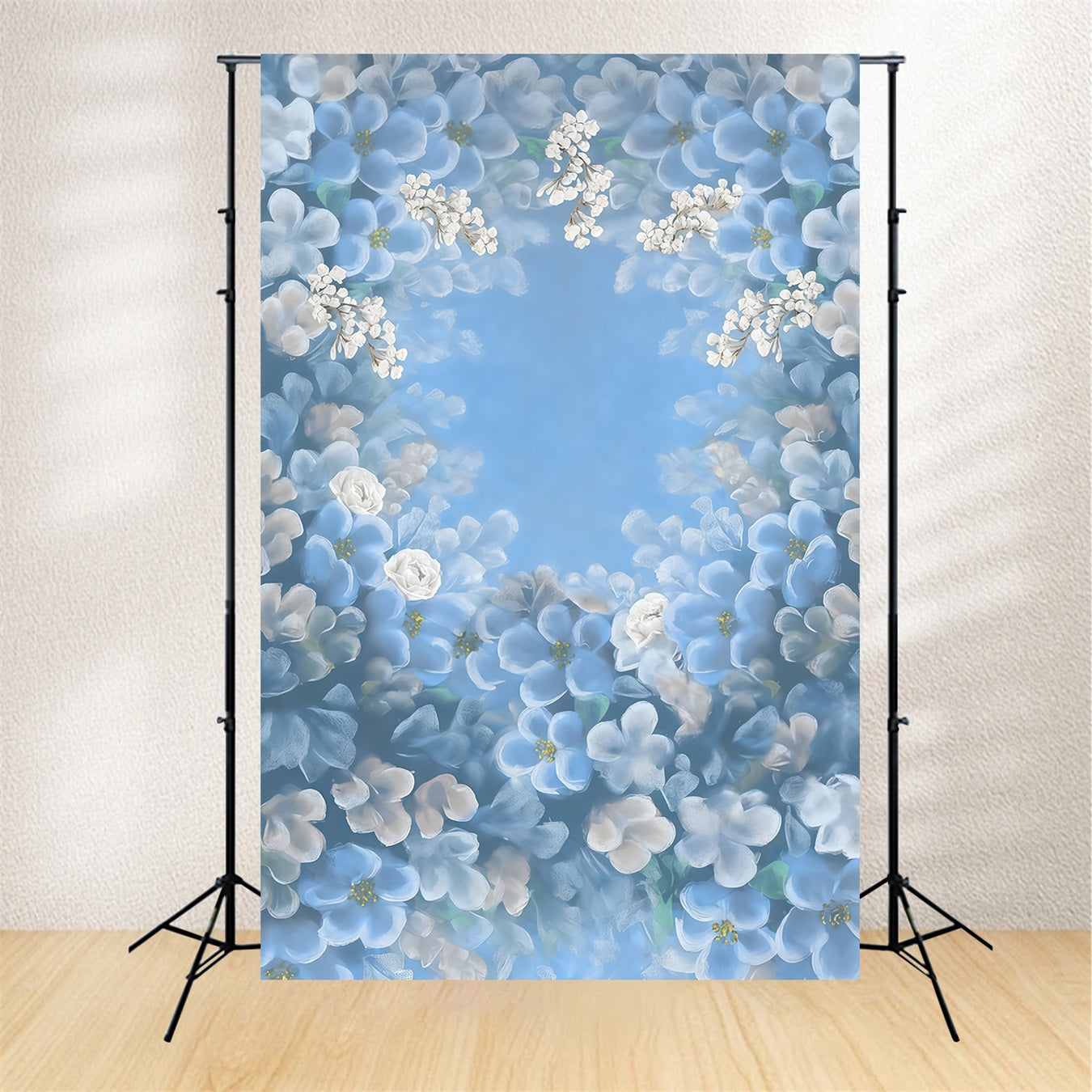 Artistic Backdrop Watercolor Blue Blooming Floral Fine Art Backdrops MRR10-59
