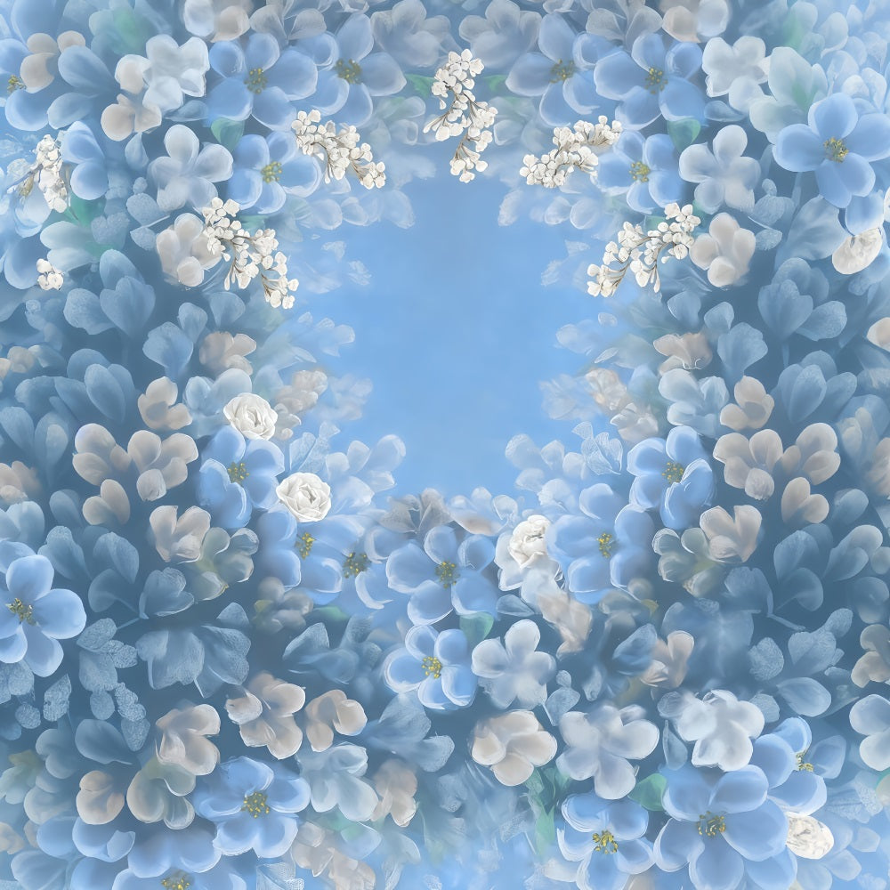 Artistic Backdrop Watercolor Blue Blooming Floral Fine Art Backdrops MRR10-59