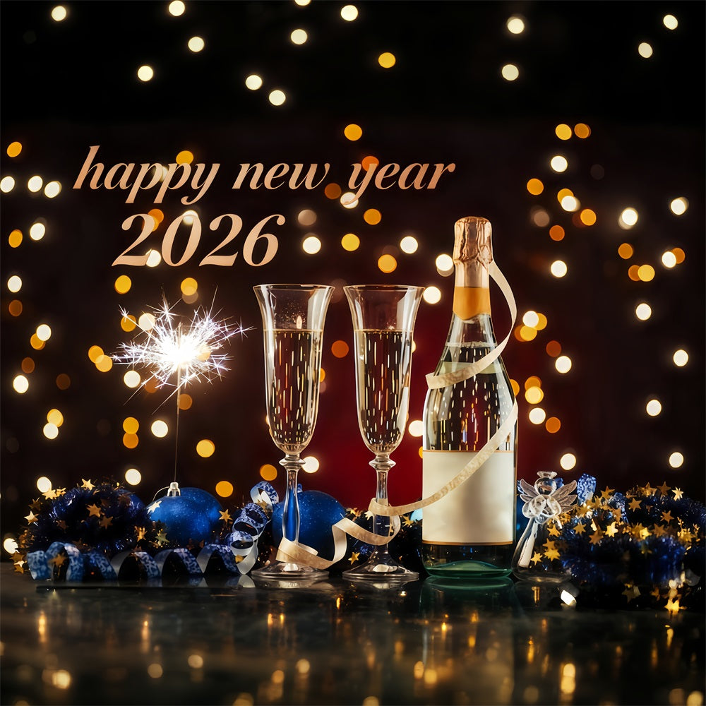 New Years Eve Backdrop Elegant Toast Midnight Lights Happy New Year Backdrop MRR10-7