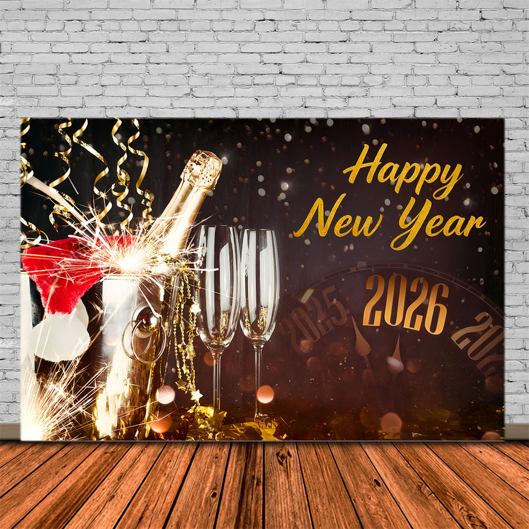 New Years Photo Backdrop Champagne Spark Celebration Countdown Happy New Years Backdrop MRR10-9