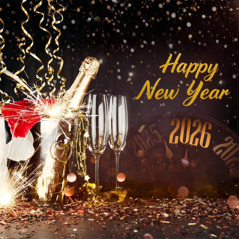 New Years Photo Backdrop Champagne Spark Celebration Countdown Happy New Years Backdrop MRR10-9