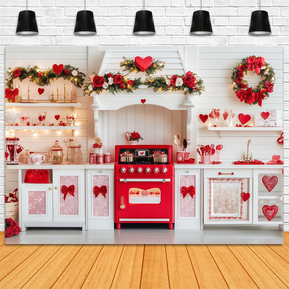 Valentine's Day Photo Backdrop Sweetheart Kitchen Gift Valentine Backdrops MRR11-105