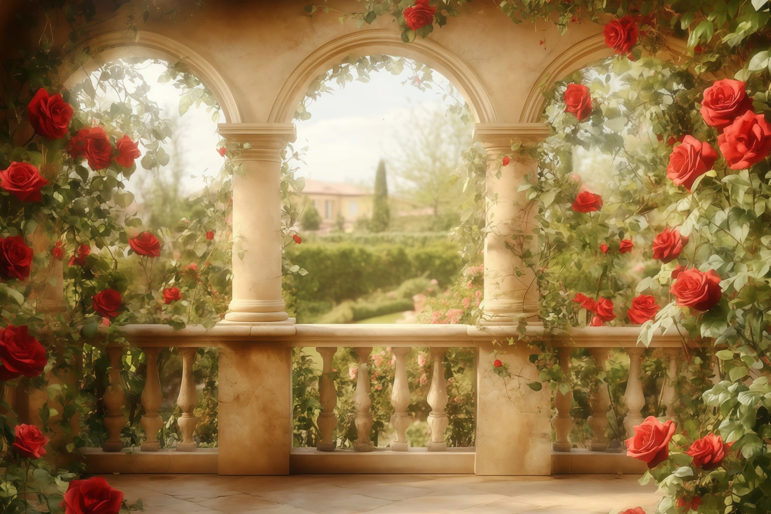 Valentine Photography Backdrops Red Rose Garden Arch Valentines Backdrop MRR11-111