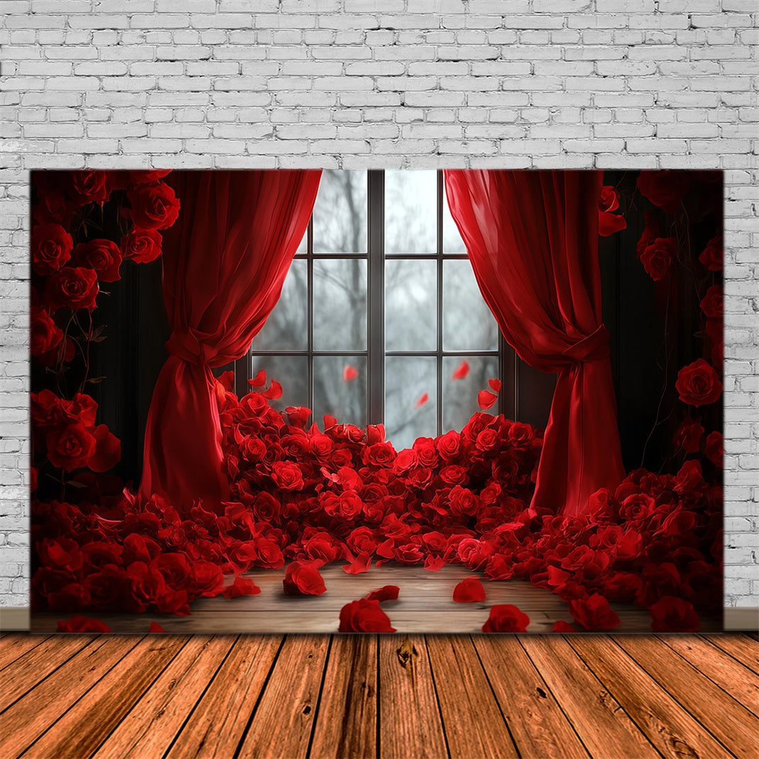 Valentines Backdrop Ideas Red Rose Curtain Deapes Valentine's Day Backdrop MRR11-115