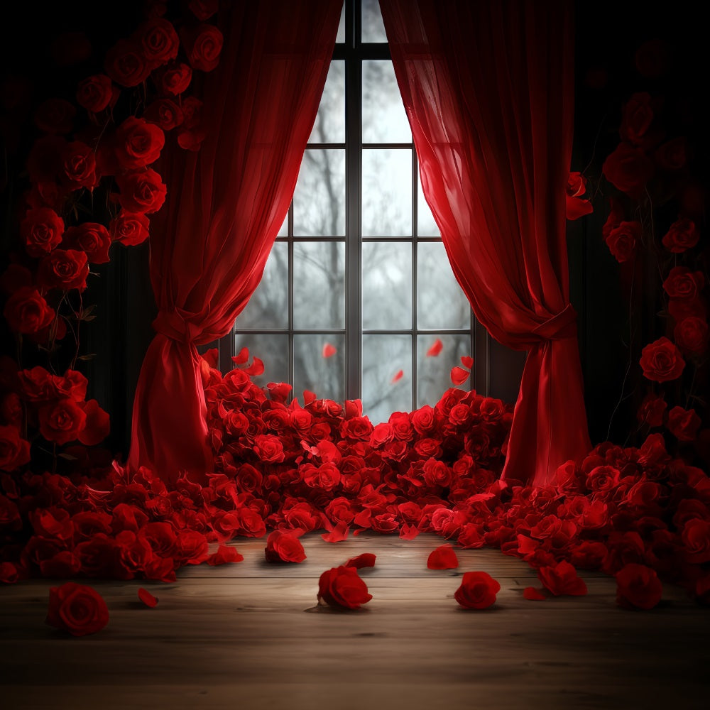 Valentines Backdrop Ideas Red Rose Curtain Deapes Valentine's Day Backdrop MRR11-115
