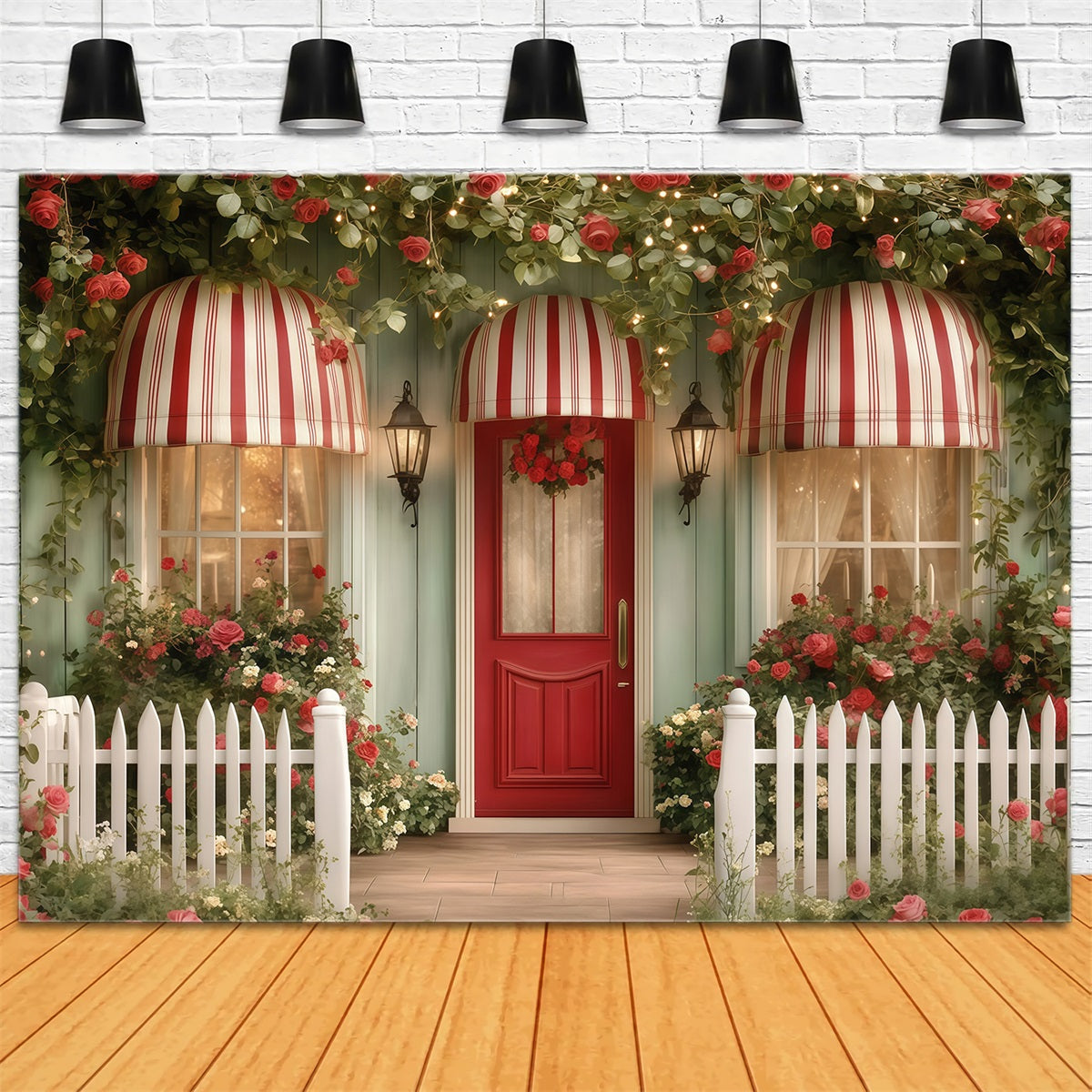Valentine Photo Backdrops Flower Garden House Valentine's Day Backdrop MRR11-116