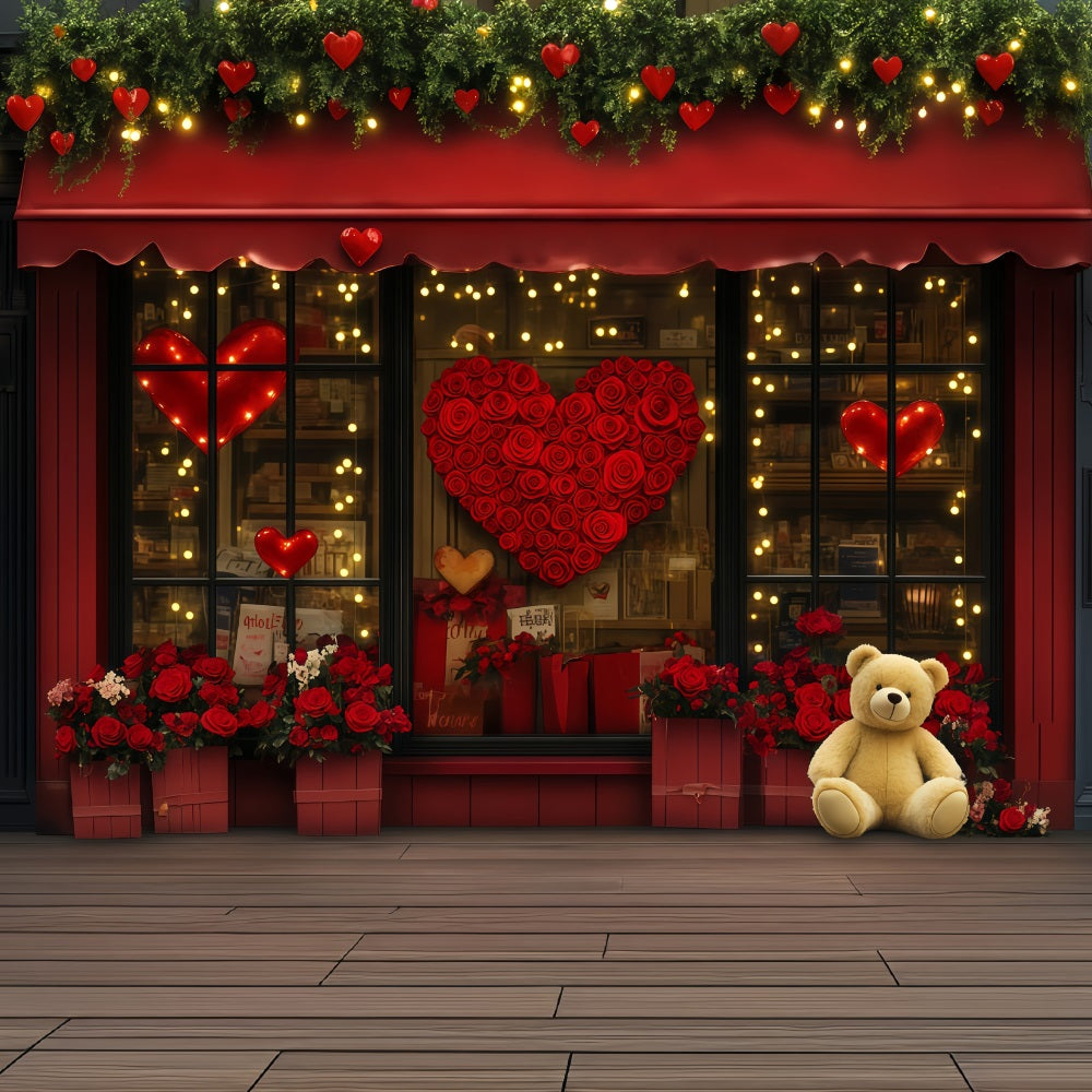 Valentines Backdrop Gift Shop Red Rose Valentine's Day Backdrops MRR11-120