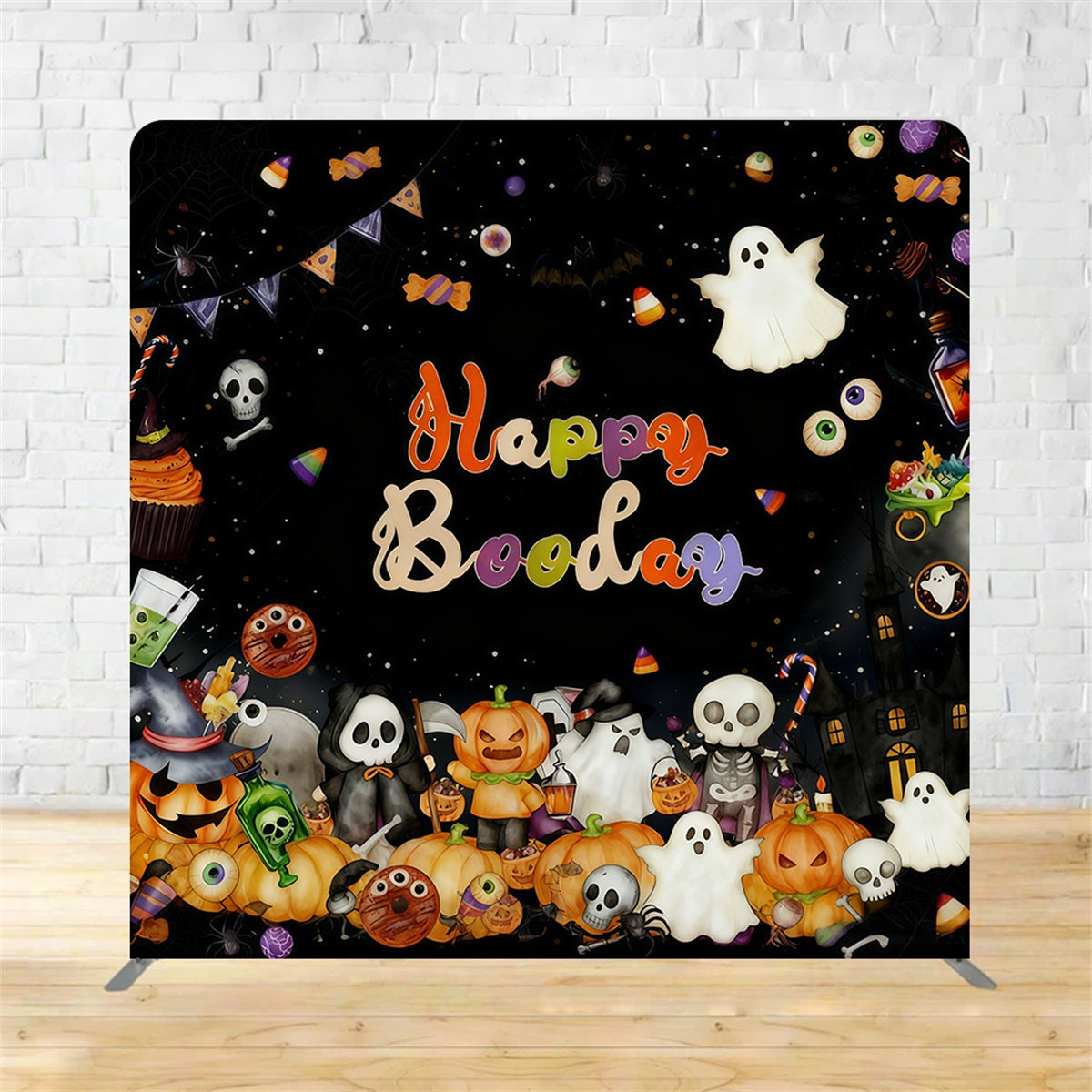 Square Backdrop Tension Pillow Cover Stand Boo Day Halloween Backdrop MRR11-35