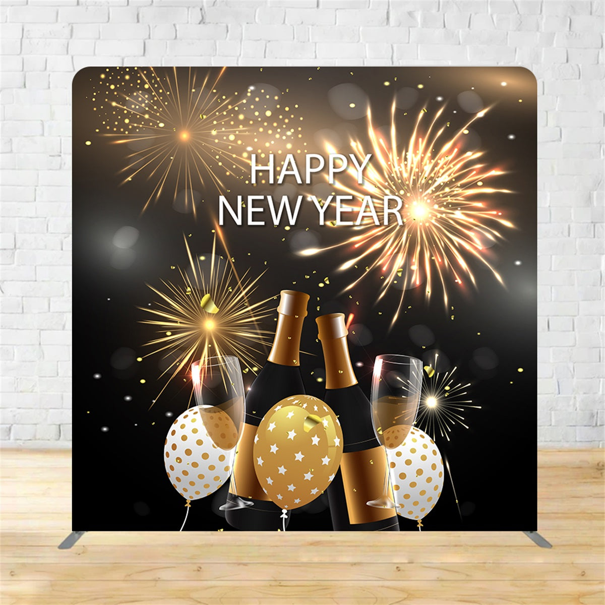 Square Backdrop Champagne Toast Happy New Year Backdrop MRR11-39