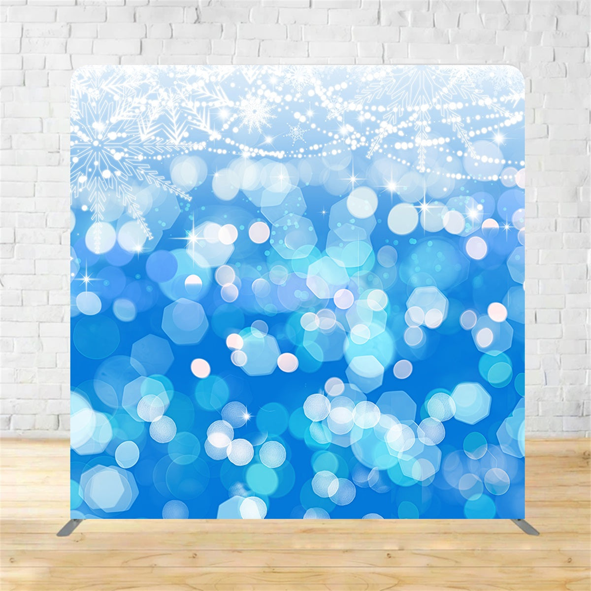 Square Backdrop Blue Bokeh Snowflake Winter Backdrop MRR11-66