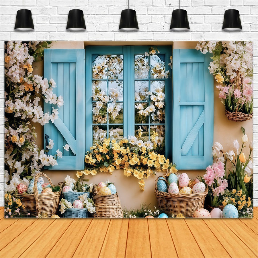 Easter Photo Backdrop Blooming Cottage Garden Easter Egg Backdrop MRR11-72