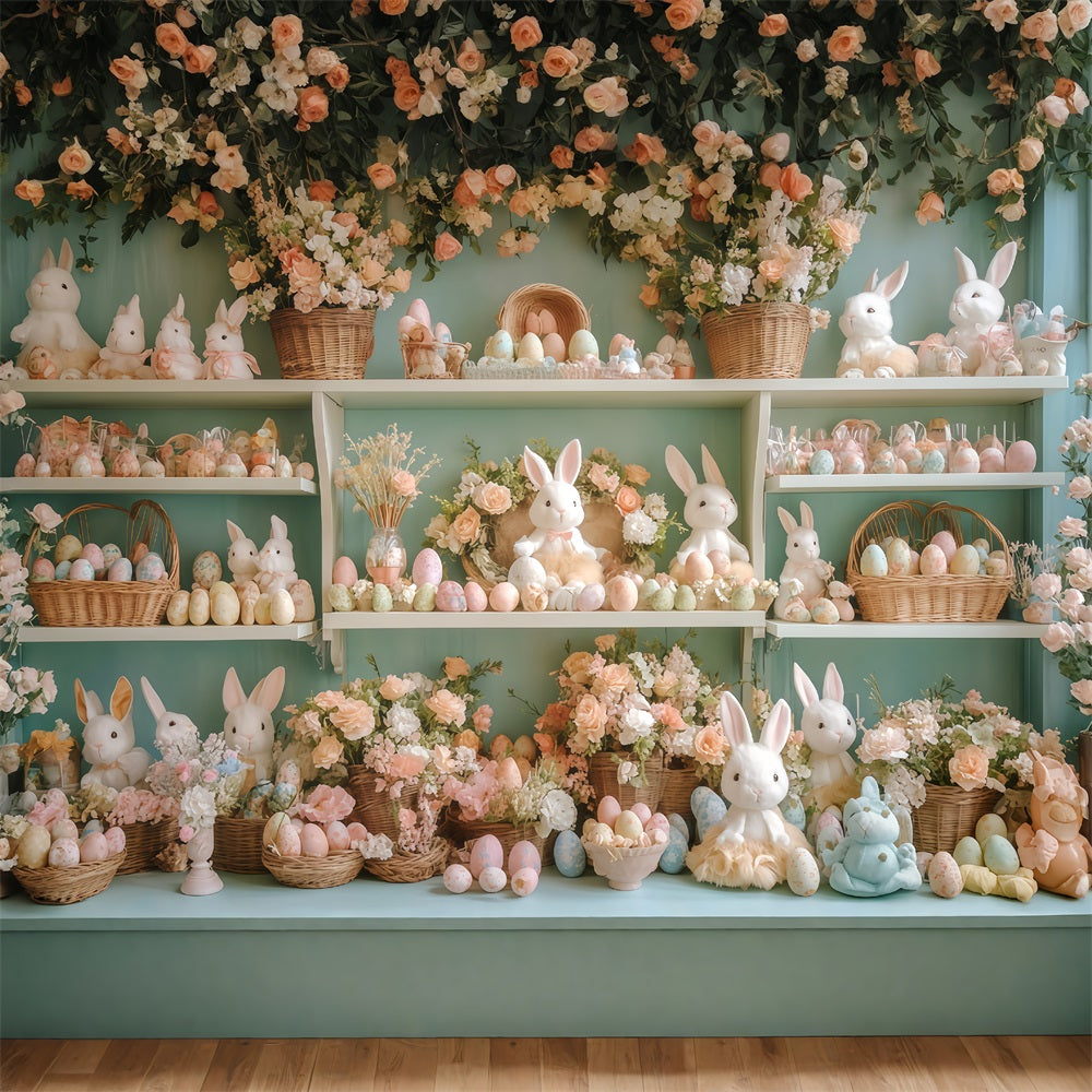 Easter Bunny Backdrop Floral Shelf Arrangement Easter Backdrops MRR11-73