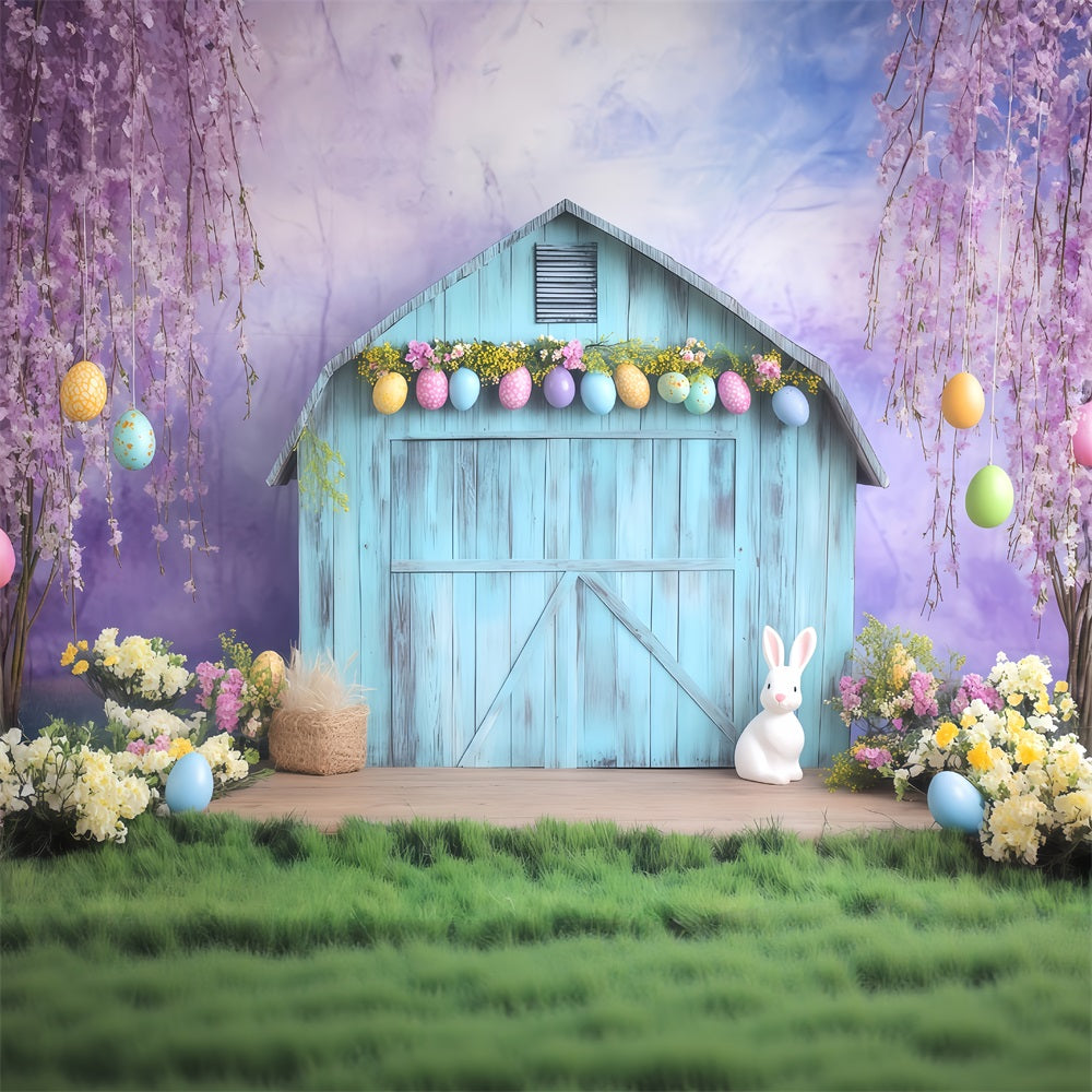 Easter Backdrop Ideas Spring Barn Blossoms Decor Bunny Backdrop MRR11-74