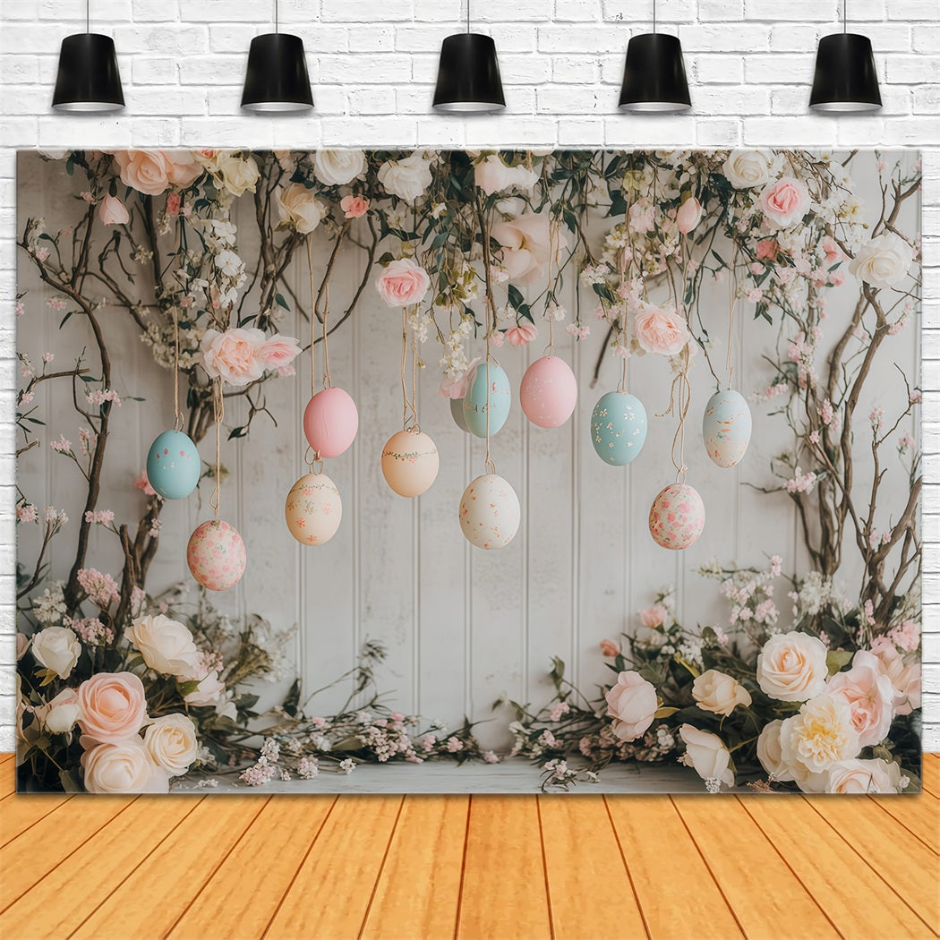 Easter Egg Backdrop Hanging Pastel Blossom Eggs Easter Backdrop Ideas MRR11-76